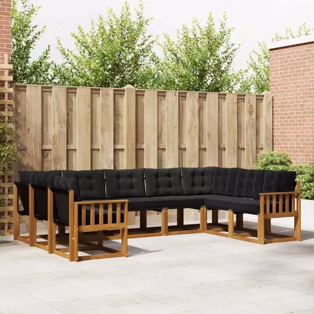 Set di divani da esterno 9 pz Naturale e Nero 3369047