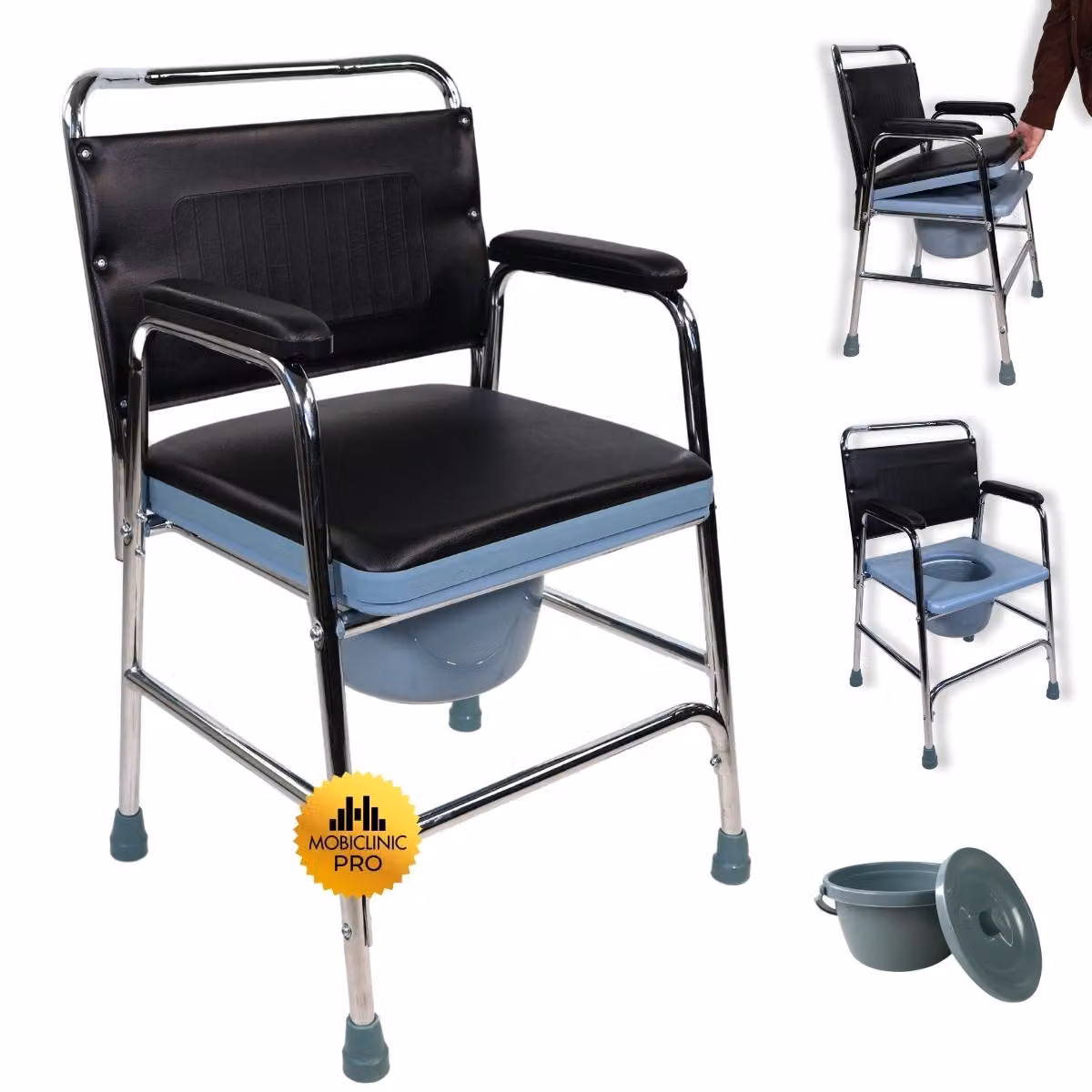 Mobiclinic, rialzo per WC, Velero, sedile per WC per anziani e disabili, sedia per WC, antiscivolo, con coperchio