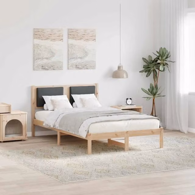 Struttura del letto in pino massello vidaXL Grigio, L/P/H: 120 x 200 x 85,5 cm – 1