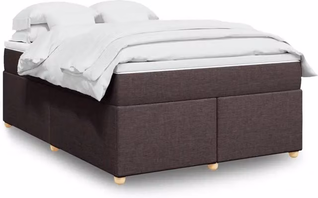 Letto Ibrido con Giroletto a Molle e Materasso vidaXL in Legno di Pino e Tessuto, Marrone e Bianco, L/P: 140 x 190 cm – 1