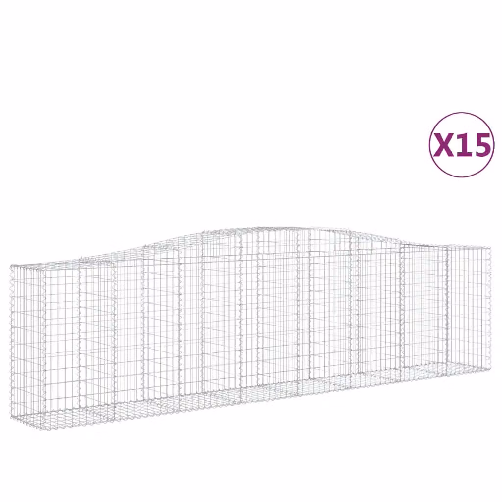 Cesti Gabbioni ad Arco 15 pz 400x50x100/120 cm Ferro Zincato