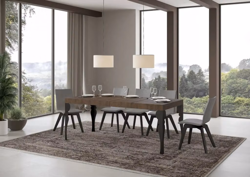 Tavolo allungabile Paxor Premium noce con telaio antracite L/P: 140 x 90 cm, estensibile fino a 400 cm – 2