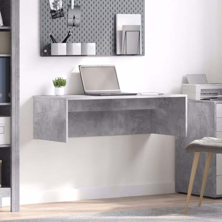 Scrivania a parete sospesa vidaXL in legno ingegnerizzato, Grigio, L: 100 cm, P: 45 cm, H: 30 cm