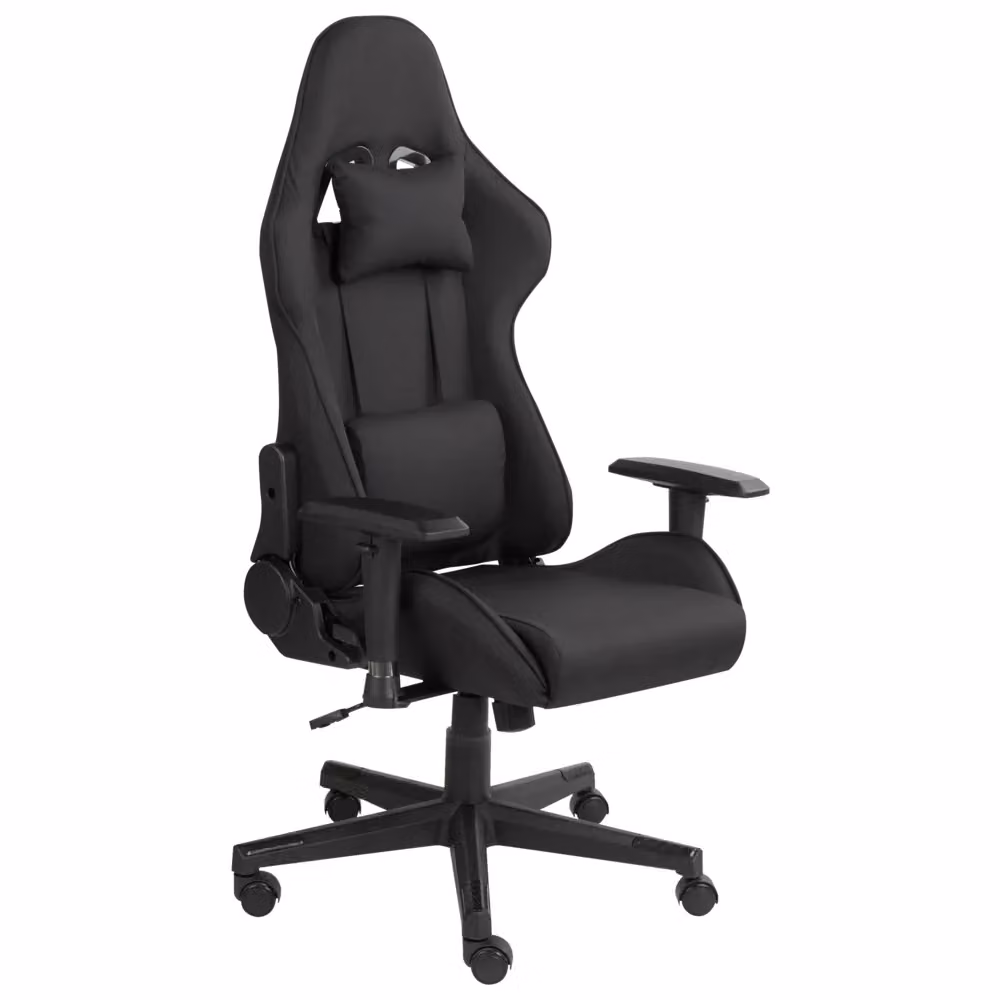 Sedia da ufficio e gaming ergonomica BELIANI in tessuto nero con braccioli regolabili, poggiatesta e rotelle, stile moderno per home office – 2