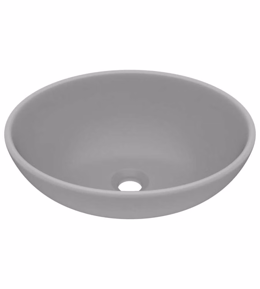 Lavandino da appoggio ovale in ceramica vidaXL Grigio, L 40 cm x P 33 cm x H 13,5 cm – 2
