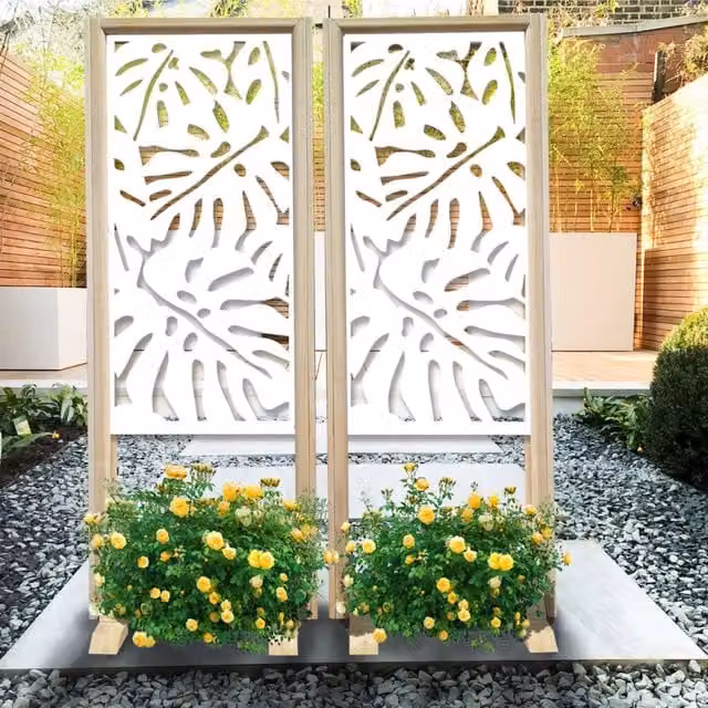 Separè modulabile Filodendro Signorbit in legno e PVC bianco L: 70 cm, H: 190 cm, P: 50 cm