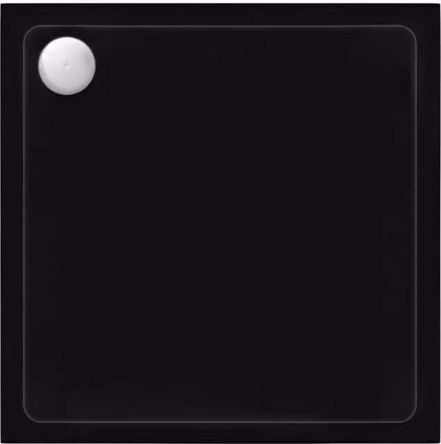 Piatto doccia quadrato in acrilico Rea Savoy Black con copertura cromo L/P: 80 x 80 cm