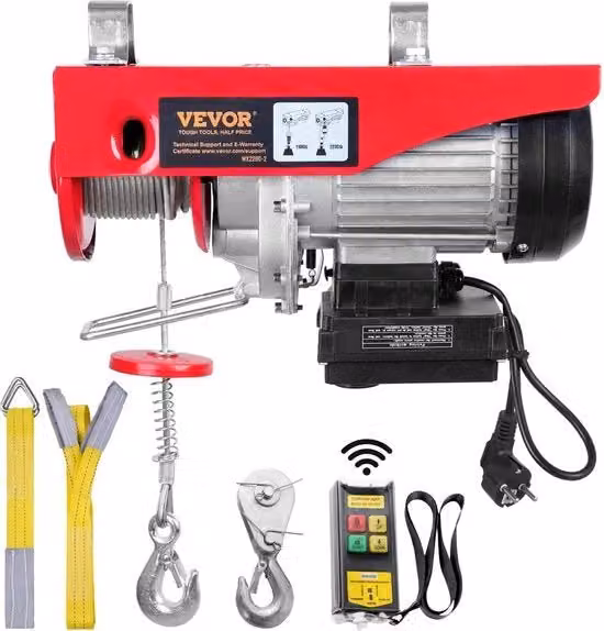 Verve Verricello Elettrico con Telecomando, Rosso, Capacità 1000 kg