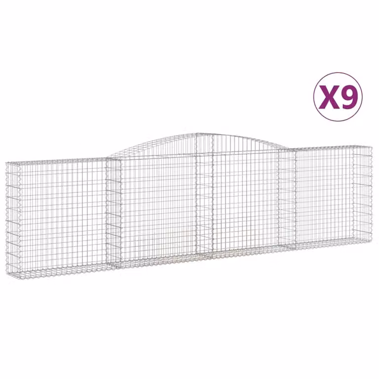 Cesti Gabbioni ad Arco 9 pz 400x30x100/120 cm Ferro Zincato
