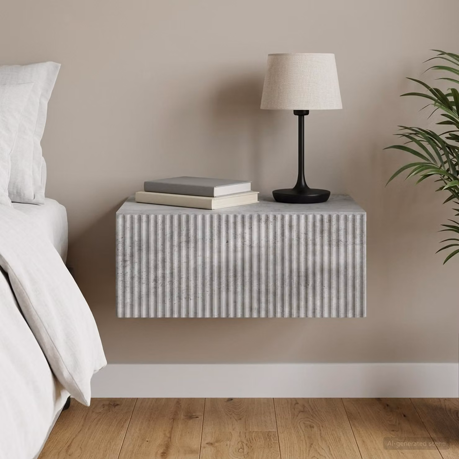 vidaXL Mobiletto da notte sospeso Grigio Cemento L 49 x P 34,5 x H 20 cm