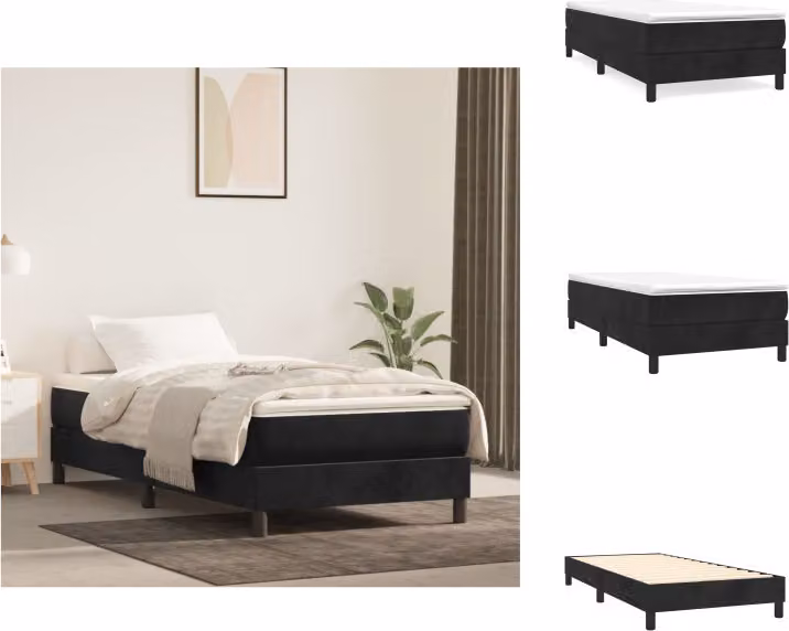 vidaXL Letto Boxspring nero 100x200 cm in velluto - Letti e strutture letto