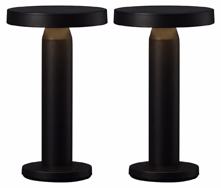 Luxus Europe - Lampada da tavolo solare Rio - Set da 2 pezzi, colore nero - Lampada da tavolo LED solare senza fili per esterni - Alimentazione a energia solare e ricarica tramite USB-C