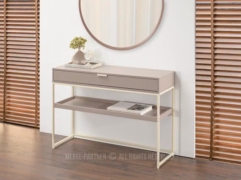 Consolle NIRAI con ripiano e cassetto - beige/crema