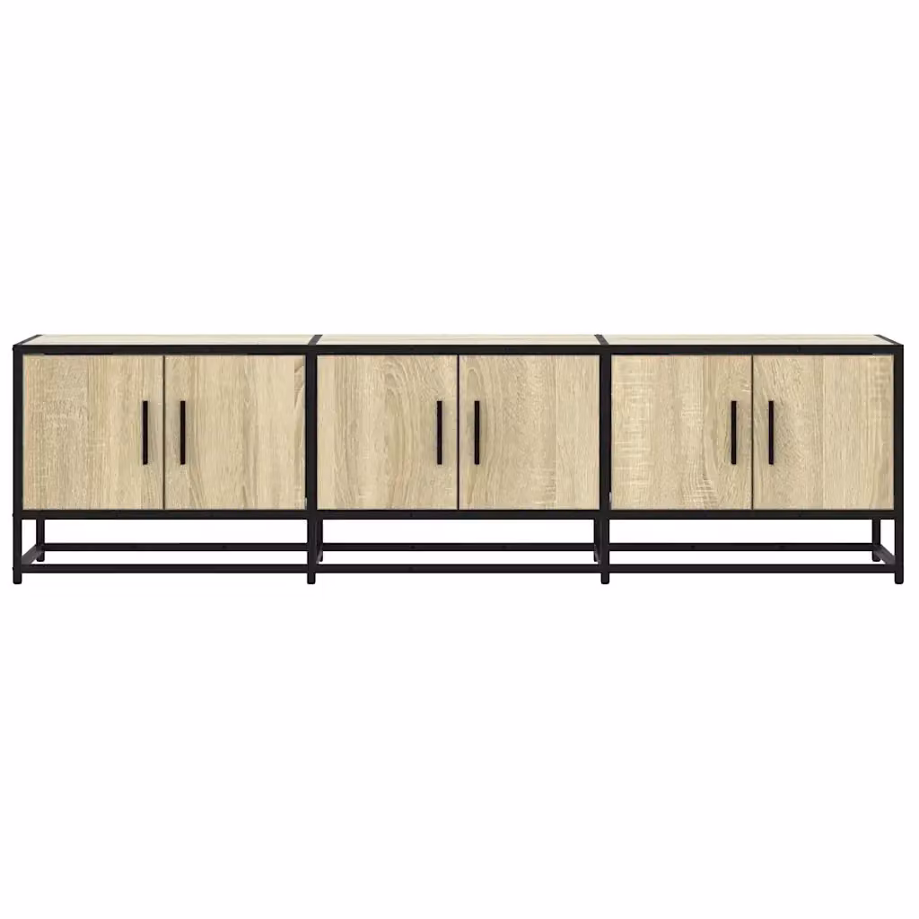 Mobile TV stile industriale HELLOSHOP26 in legno di rovere color beige e marrone con vano contenitore L: 150 cm, P: 35 cm, H: 41 cm – 2