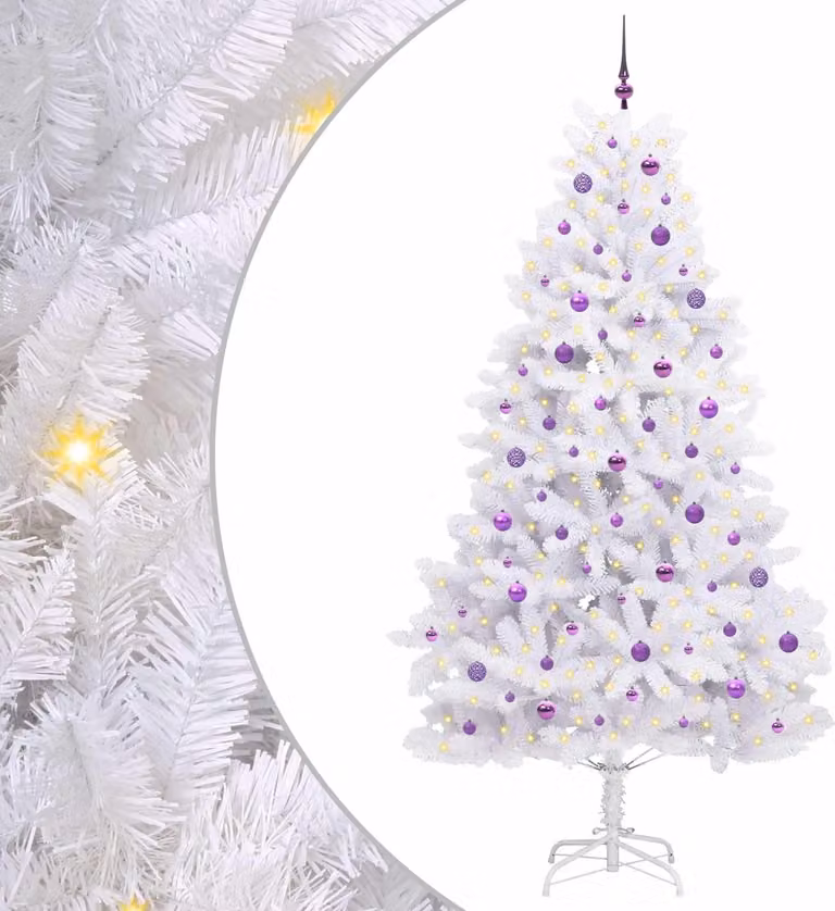 Albero di Natale Artificiale con Rami Pieghevoli Bianco 240 cm