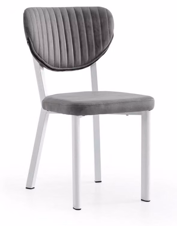 Sedia grigia, comoda, morbida, in tessuto e metallo, moderna, confortevole, elegante