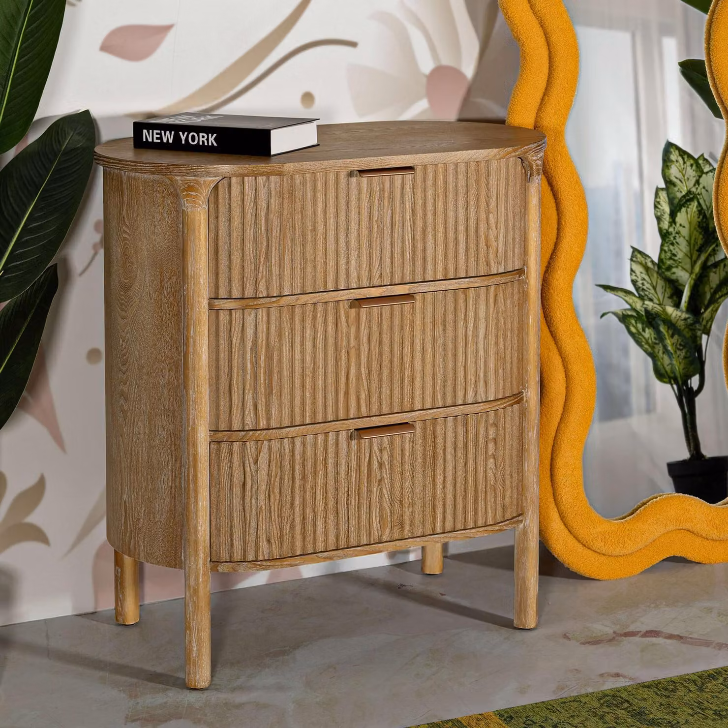 Fama - Cassettiera, 81x47x82h cm Marrone Ciliegio, 3 Cassetti