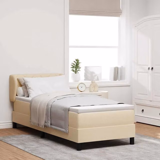 Letto a molle con testiera vidaXL in tessuto beige L: 80 cm, P: 200 cm, H: 83 cm