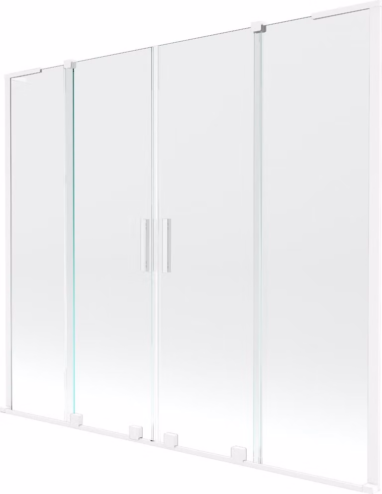 Mexen Velar L Duo paratia vasca da bagno scorrevole 2-ante 180 x 150 cm, trasparente, bianco - 896-180-003-02-20