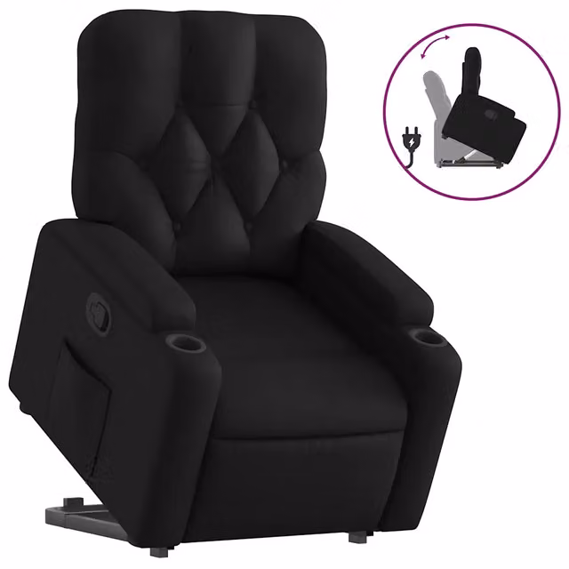 Poltrona | Sedia Relax Alzapersona Reclinabile Nera in Similpelle