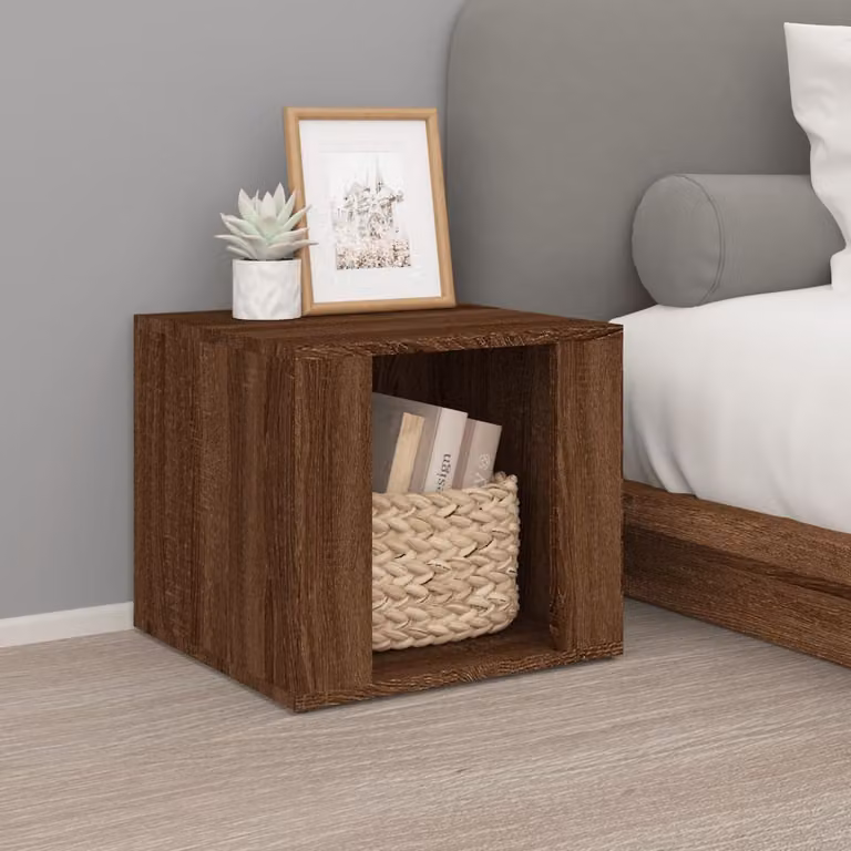 Comodino moderno vidaXL in legno di rovere marrone L 41 cm, P 40 cm, H 36 cm