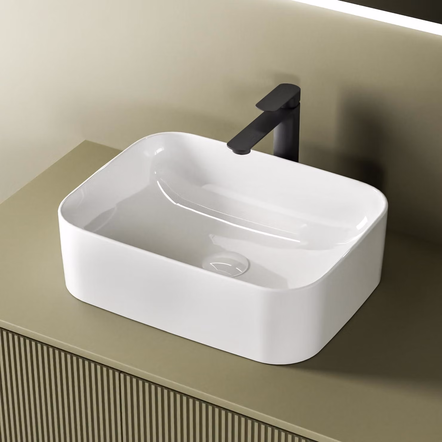 EMKE, mobile lavabo rettangolare, dimensioni 50,5 x 38 x 15 cm, ideale per bagni di servizio