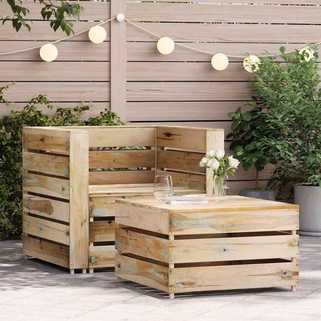 vidaXL Set Divani da Giardino su Pallet 2 pz Legno di Pino Impregnato