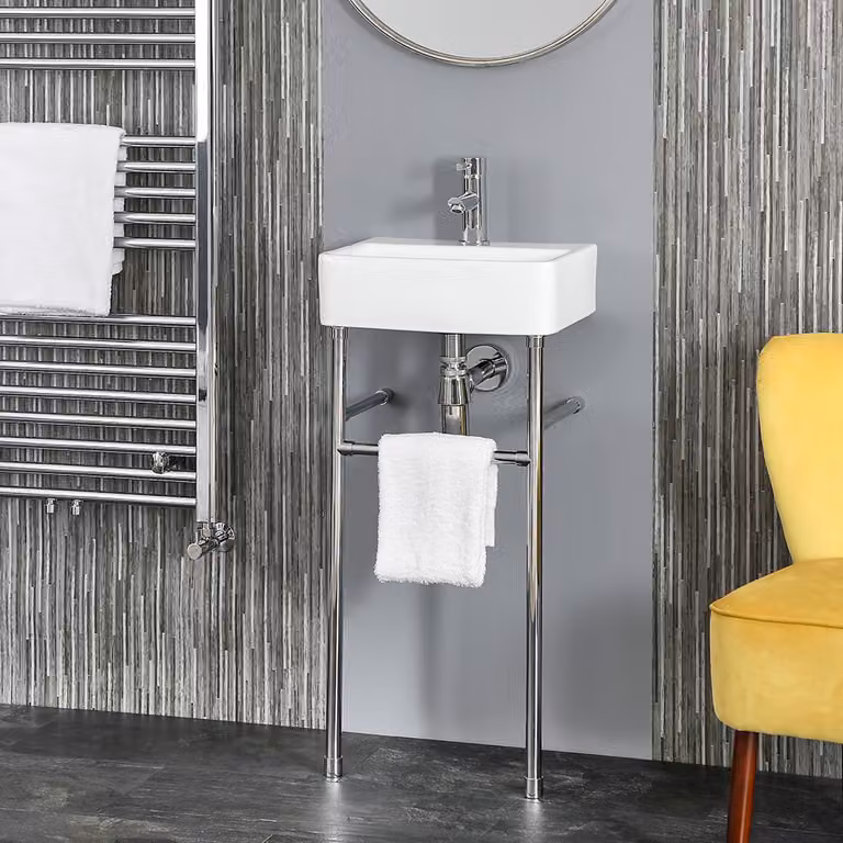 Lavabo con Consolle Cromata – 400 mm x 295 mm – Exton