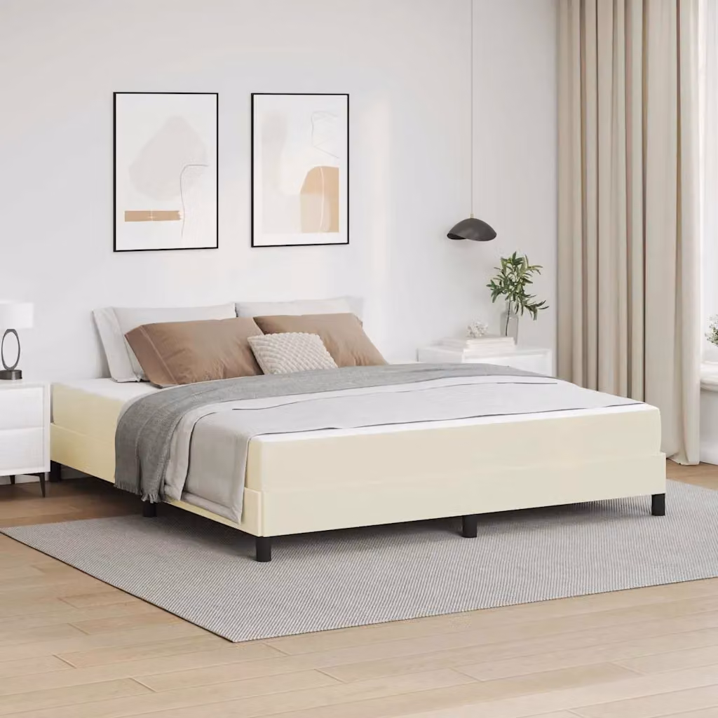 Letto moderno vidaXL con materasso ibrido in tessuto beige L/P/H: 180 x 200 x 203 cm