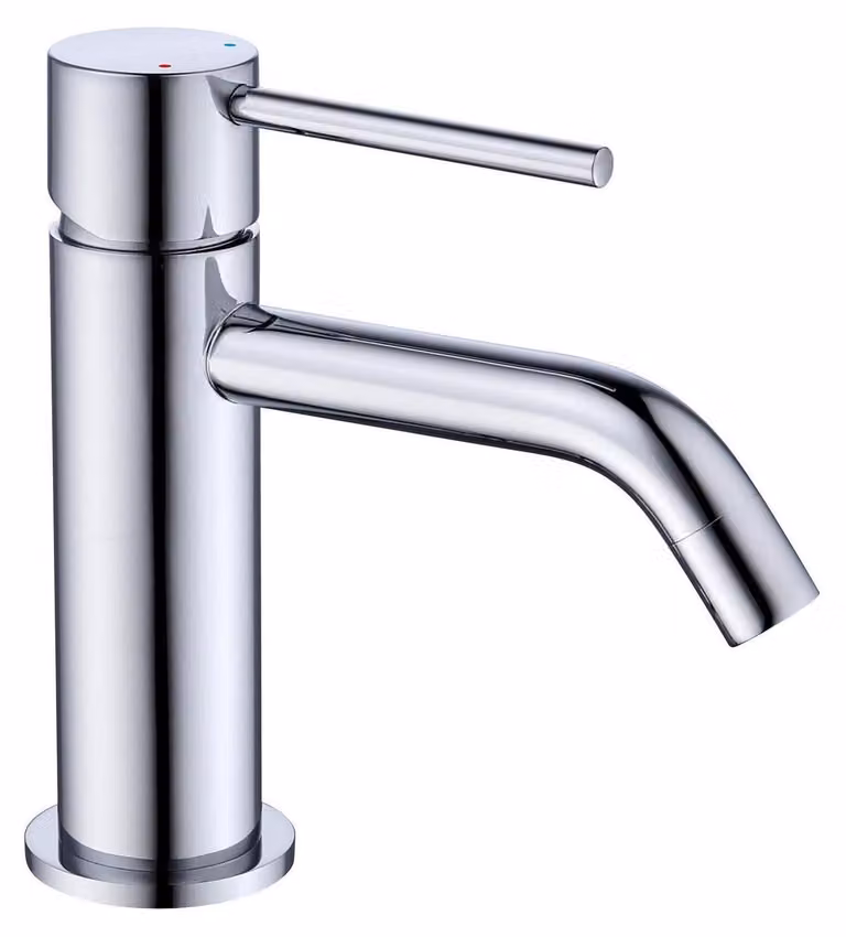 Miscelatore monocomando per lavabo, acciaio inossidabile, finitura cromata, attacchi G1/2"