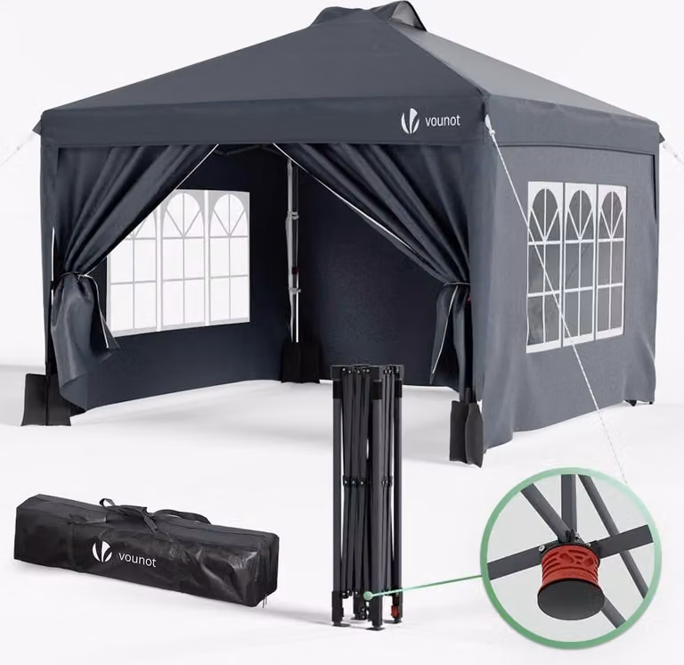 Padiglione da giardino 3x3 m - Pieghevole, Impermeabile, Protezione UV, Altezza regolabile, Facile installazione, Con borsa di trasporto