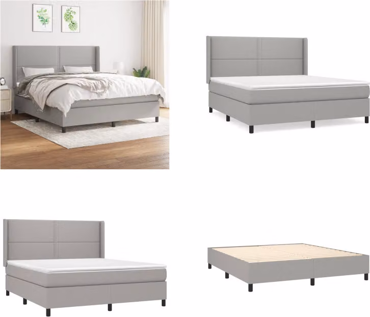 vidaXL Letto matrimoniale con materasso in tessuto grigio chiaro 180x200 cm - Letto matrimoniale - Boxspringbetten - Bett - Schlafzimmermöbel