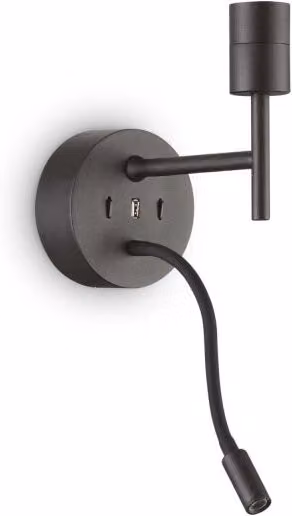 Lampada da parete regolabile Ideal-Lux Set Up Map2 in metallo nero