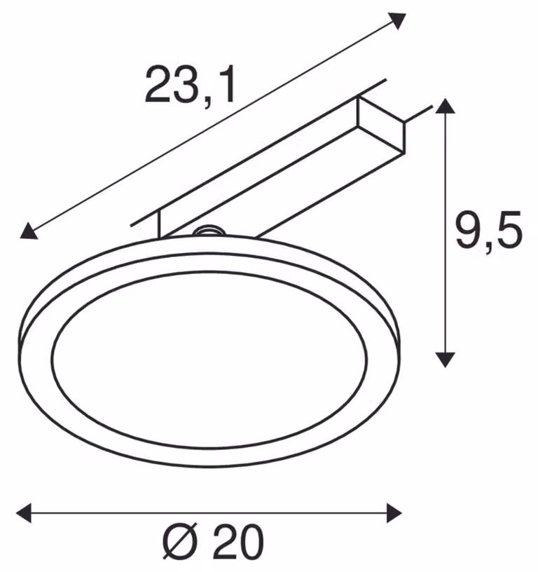 Pannello LED Spot Nero Binario Rotondo Ø 20cm 1-circuito Bianco