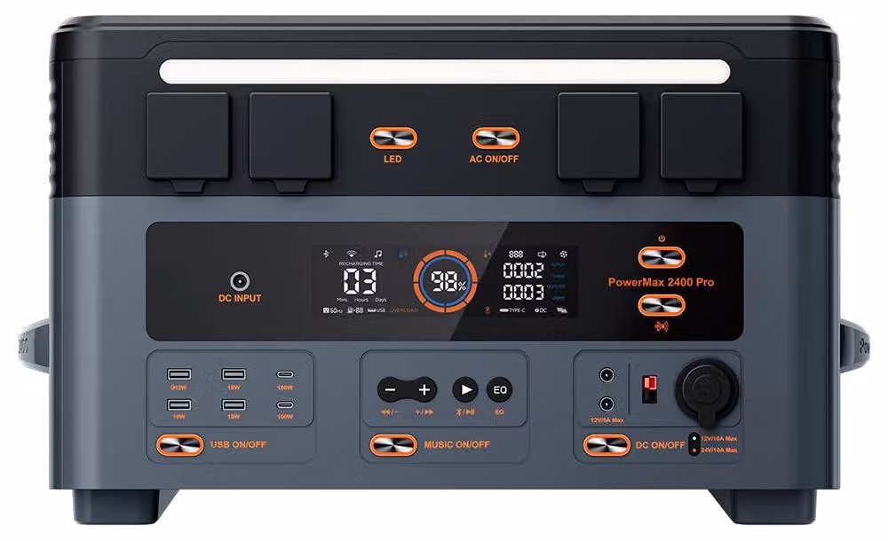 Centralina portatile - Power Max 2400 Pro - 2016 Wh - Batteria LiFePO4 - 2400 W - Oltre 3500 cicli di carica - Controllo tramite app