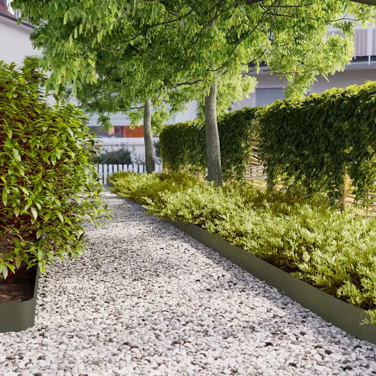 Set di 10 bordure per prato vidaXL in acciaio laminato a freddo, colore verde oliva
