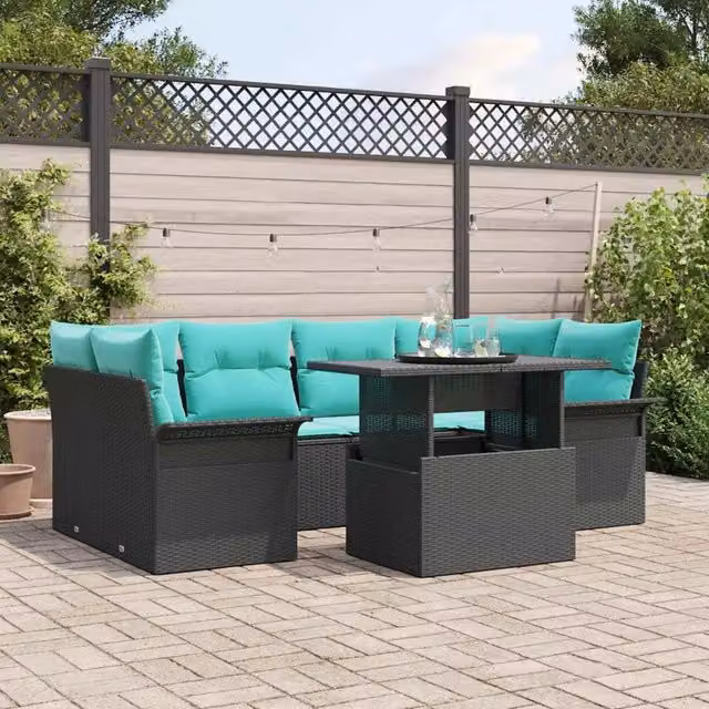 Set Divano da Giardino 7 pz Nero 3356959