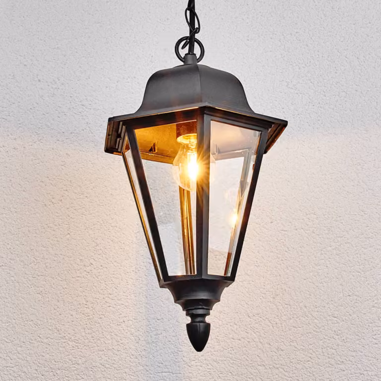 Lindby lampada a sospensione da esterno Edana, 40 cm, antracite, E27, IP44 Edana Lindby, dimmerabile, Nero, Alluminio, Moderno