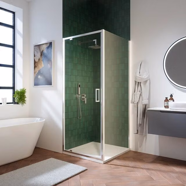 Box doccia 80x90 cm con apertura a battente vetro 6mm trasparente h195 cm | Aruba