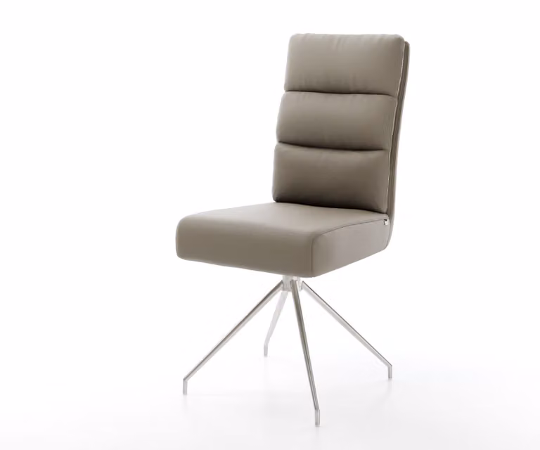 DELIFE, sedia da pranzo Pela-Flex, vera pelle, struttura a croce in metallo verniciato color terra, acciaio inossidabile conificato, imbottitura a molle insacchettate
