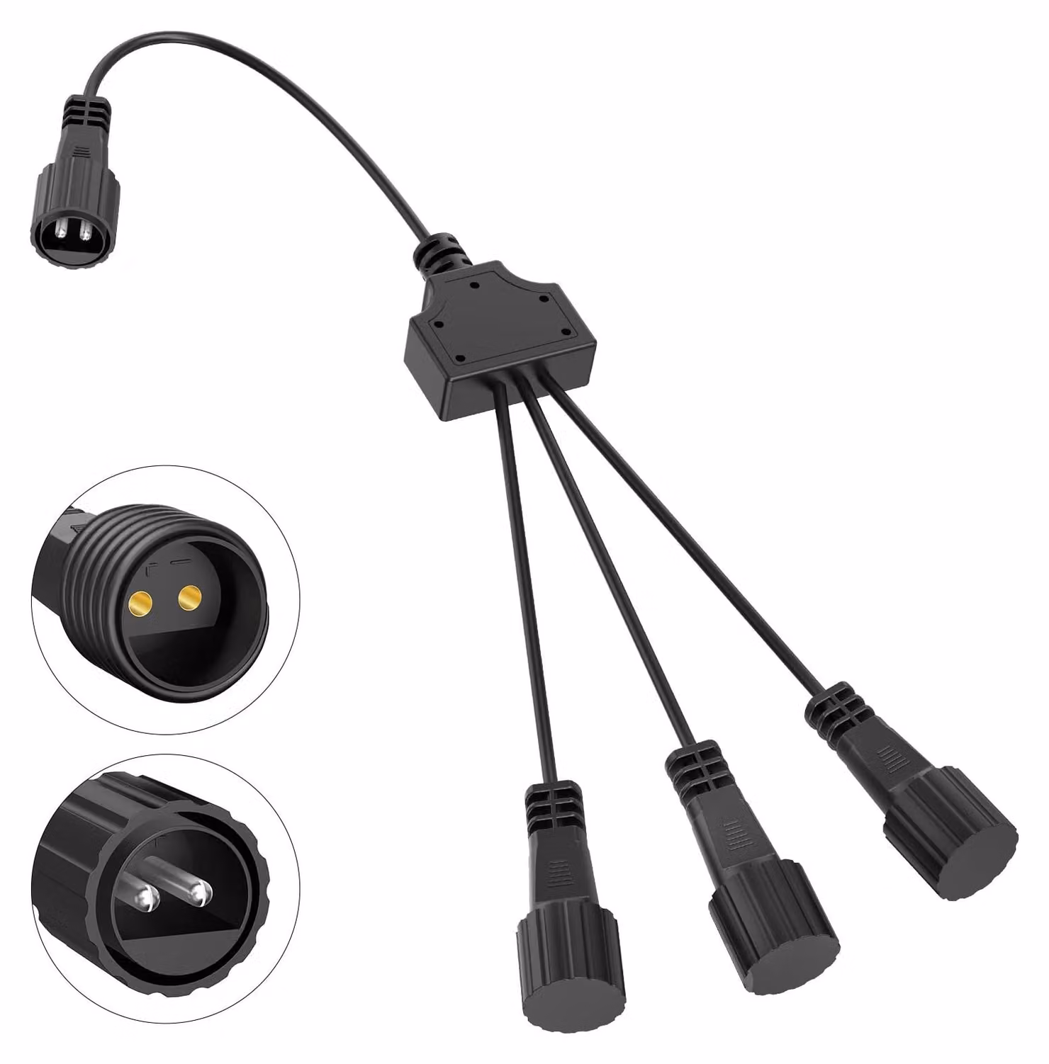 Distributore per luci a catena, divisore a "Y" a 2 pin, grado di protezione IP65, 1 a 3, per illuminazione esterna