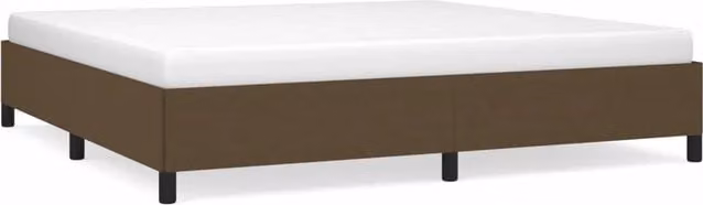 Letto matrimoniale moderno in tessuto marrone scuro con struttura imbottita e doghe in legno L/P/H: 200 x 200 x 35 cm