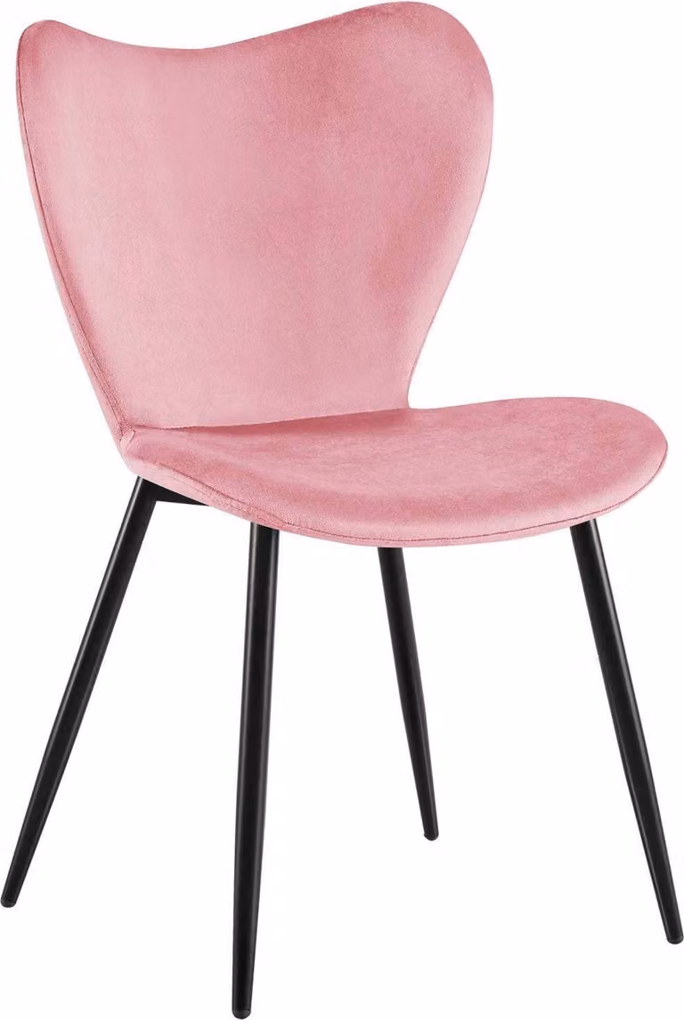 Sedia da pranzo in velluto rosa - sedia a secchiello - seduta confortevole - struttura in metallo nero