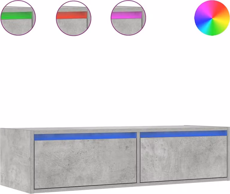 Mobile Porta TV con Luci LED Grigio Cemento 100X35,5x25 cm