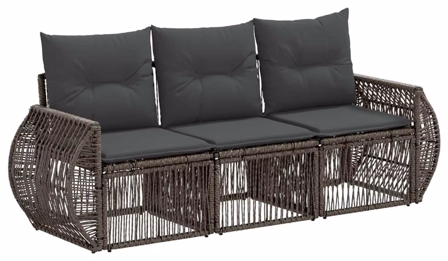 Tre divani da giardino, colore grigio chiaro e grigio scuro, in rattan sintetico