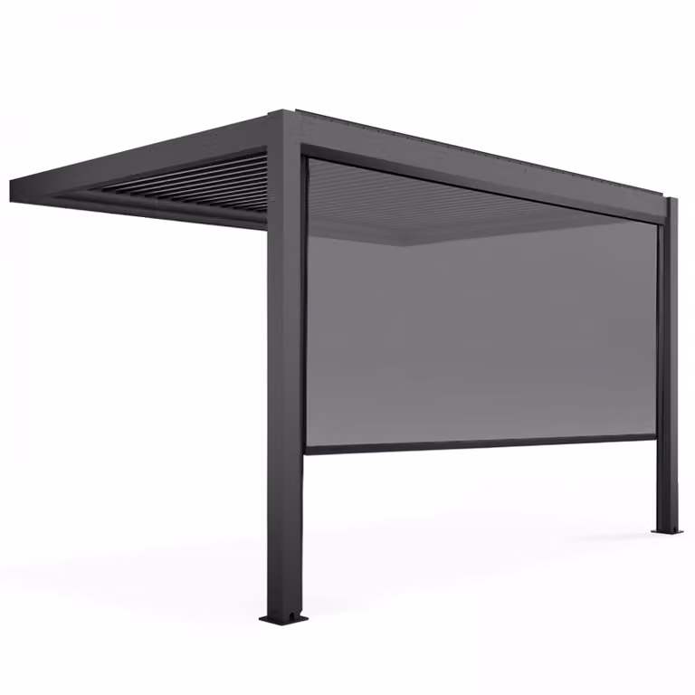 Pergola bioclimatica ad angolo 3x4m e 1 Tenda 373 x 234 m - Oviala Oia