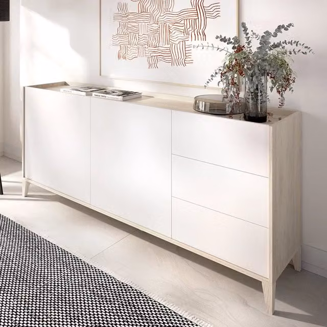 Madia Cadillac DMORA con 3 cassetti, colore bianco, L 150 x P 40 x H 78 cm