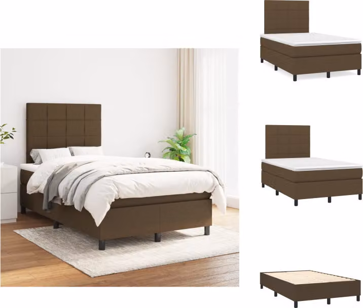 vidaXL Letto a molle con materasso in tessuto marrone scuro 120x200 cm - Letti e strutture letto