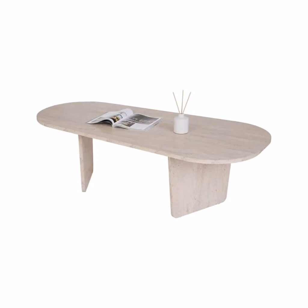 Dozza, Tavolino da Salotto Ovale DMORA, Bianco Marmo, L: 126 cm, P: 65 cm, H: 40 cm – 2