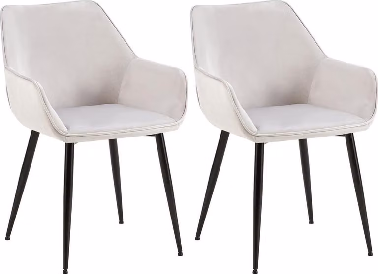 set di 2 sedie da pranzo - Poltrona - Struttura robusta, elevato comfort | Colore: grigio chiaro, Materiale: soft